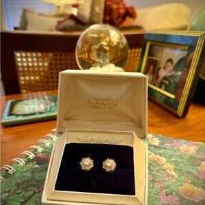 Swarovski Crystal Stud Earrings Set In Rose Gold